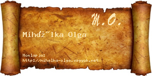 Mihálka Olga névjegykártya